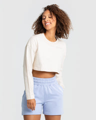 Comfort Oversized Cropped Long Sleeve T-Shirt | Sand