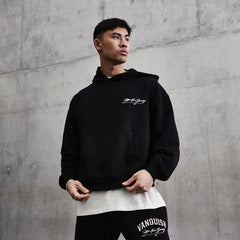 Men's Hoodie Men Clothing OVERSIZED PULLOVER HOODIE Gym Running Training Cotton Round Neck Long Sleeve loose coat Sportswear